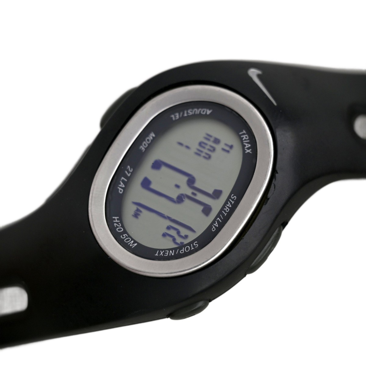 Nike Triax Digital Running Watch Black Rubber Strap 27 Lap Memory