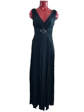 NWT BLOOMINGDALES $588 BLACK PLEATED DAVID MIESTER V-NECK LINED DRESS SIZE 2