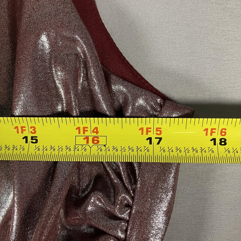 Vestido Vince Camuto Para Mujer 14 Metálico Oro Rosa Acanalado Capucha Cuello Vestido Noche Foto 4 de 4