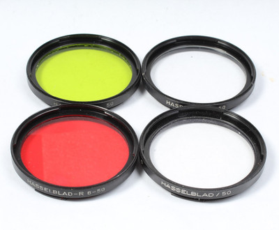 HASSELBLAD B50 FILTER SET YELLOW RED HAZE DIFFUSER W CAPS 80 100 120 135 150 250