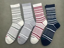 4 Pairs Bombas Men's All-Purpose Calf socks Size Large 9-13 4 Color Stripes