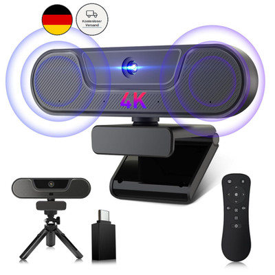 VIZOLINK V20 4K Webcam mit Mikrofon und Lautsprecher, 112 Weitwinkel, 3X Zoom