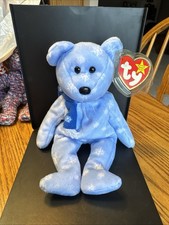 Ty Original Beanie Baby 1999 Holiday Teddy Blue with Snowflakes