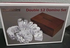 Vtg Berkshire Double 12 Domino Set" in Original Wooden Storage Box w/directions.