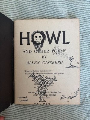 SIGNED - Allen Ginsberg HOWL + unique drawings - 1958 printing - iconic pamphlet