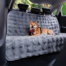 New FUNNY FUZZY Fluffy Dog Car Seat Cover for Back Seat Gray