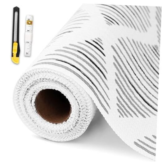 Non-Slip Kitchen Cabinet Liner 12x360 Square Stripes Drawer Shelf