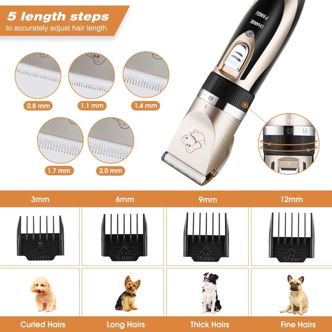 Toelettatura Animali Domestici Ricaricabile Senza Fili Kit Basso Rumore con Accessori - Kit foto 6