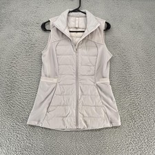 Lululemon Down For It Vest Womens 8 Light Gray Quilted Insulated
