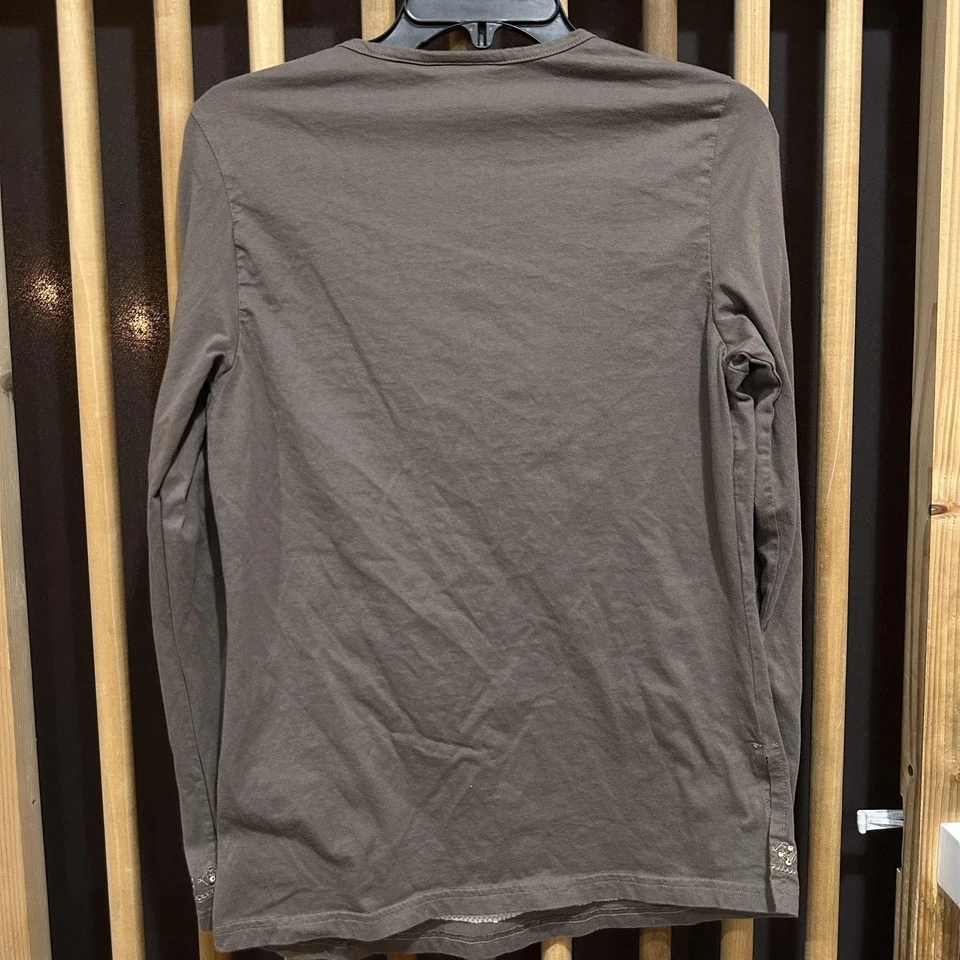 Camisa boho Gloria Vanderbilt para mujer talla L marrón adornada manga larga Foto 2 de 4