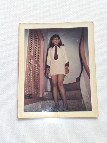 Vietnamese Working Girl in Vietnam War era Polaroid Photo Vintage Original
