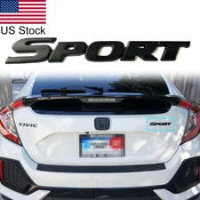 1pc Matte Black SPORT Letter Rear Trunk Side Badge Emblem For Honda Accord Etc