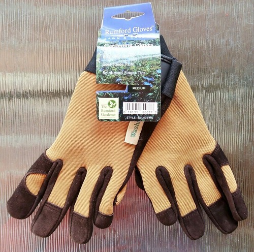 Women's RUMFORD GARDENER Leather GARDENING GLOVES, Sz MEDIUM - NOS, New Washable