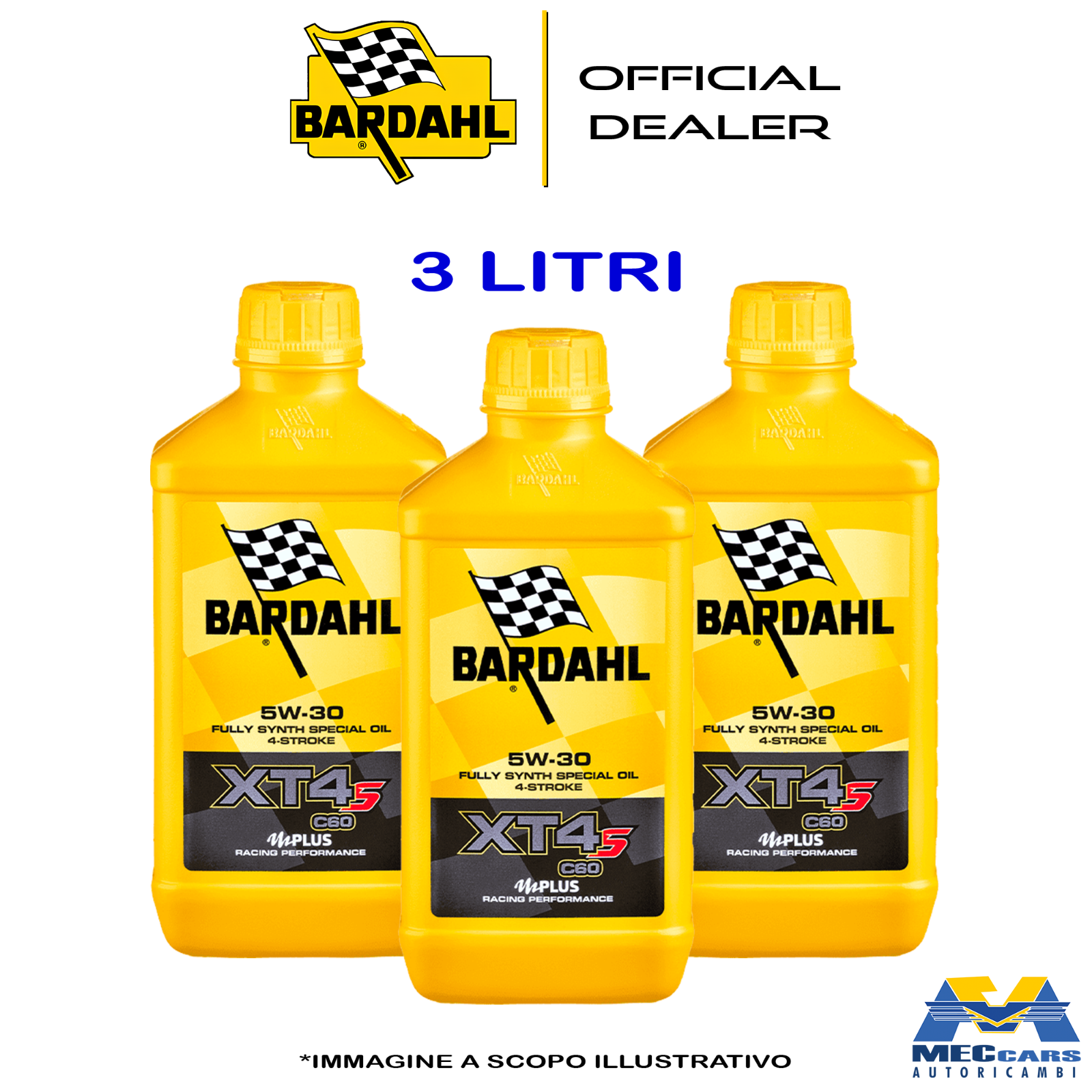 3 LITRI BARDAHL XT4-S C60 5W30 OLIO MOTORE MOTO 4 TEMPI 4T API SN / JASO MA-MA2