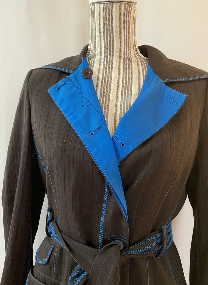 Women's Maxazria Collection Coat Size S 48% cotton, 25% wool, Color Brown/blue - Image 2 of 4