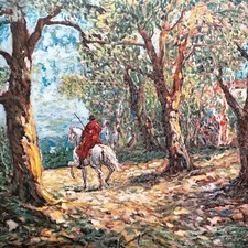 Serigrafia Giovan Francesco Gonzaga Tela Buttero Cavallo Maremma alberi campagna