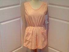 Vintage 1980's  Peach Colored Terrycloth Romper  Deadstock  w/Tag