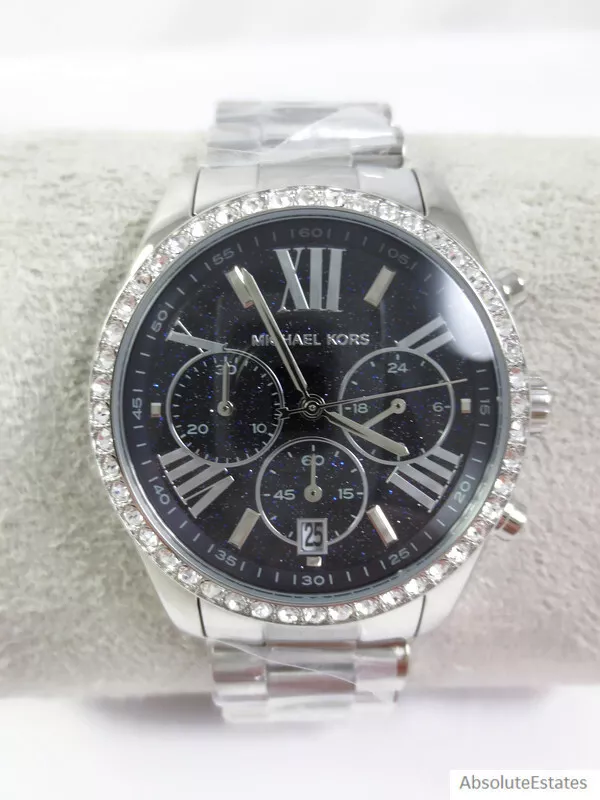 NEW Michael Kors Lexington Silver Dark Blue Unisex Watch MK7277 
