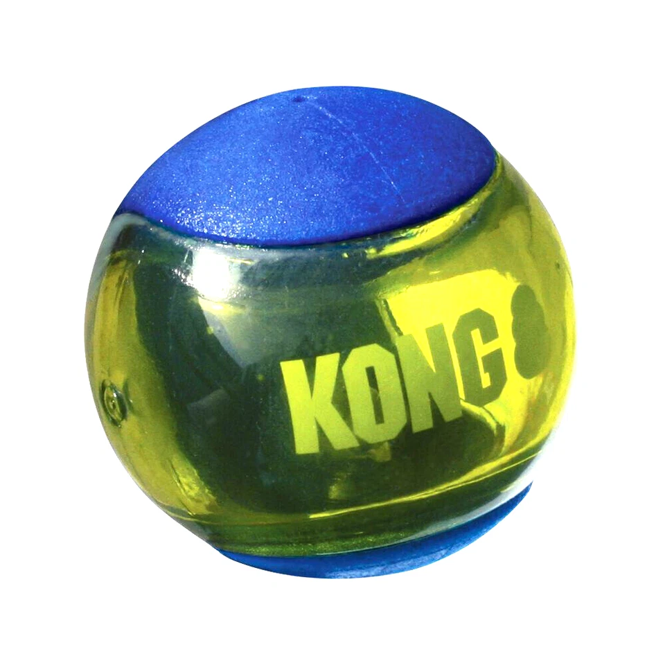 KONG Squeezz Action Ball Medium Blue 3 Pack Squeaky Dog Fetch Toy  - Image 2 of 4