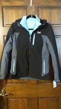 Nwt ~ Everlast Sport Black Gray Aqua 3 In 1 Jacket Coat 2 Pcs. Full Zip Womens S