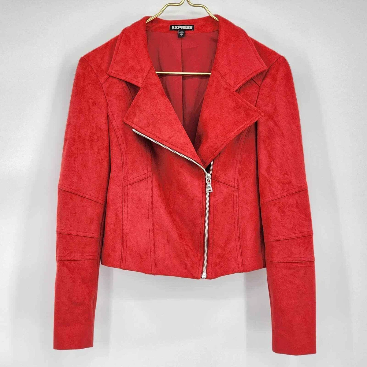 Faux suede red jacket sale