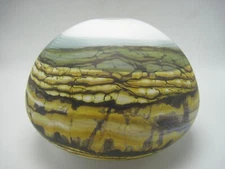 Gartner Blade Art Glass Strata Pendant Shade White Opal & Sage Signed Dated 2022