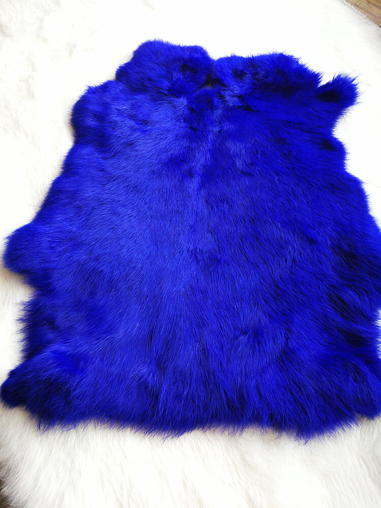 1 Piece Blue Real Rabbit Skin Leather Hide Fur Pelt for DIY Craft Home ...