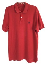 Men's Chaps Collared Polo Basic Solid Red Logo Short Sleeve Shirt Size Large