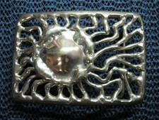 ABSTRACT BRUTALIST HIPPIE SUN BELT BUCKLE VINTAGE RARE 1970s USA HANDMADE 