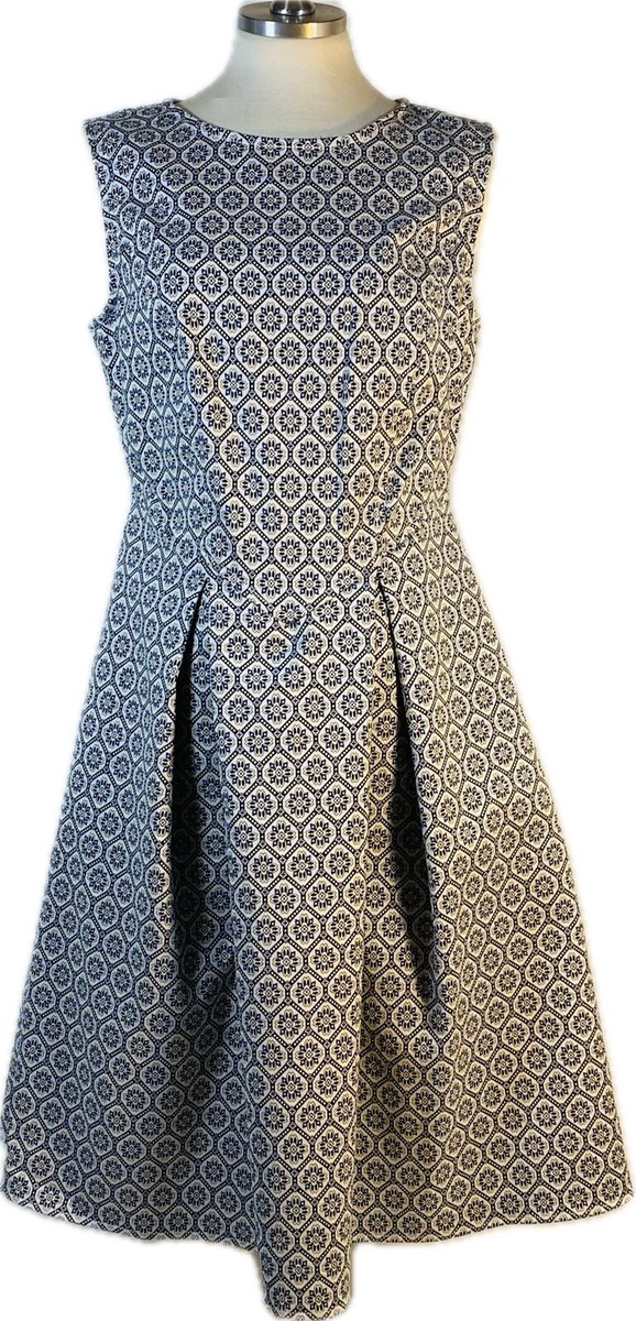 Max Studio Box Pleat Dress sz M Fit And Flare Midi Sleeveless Geometric Blue Blk | eBay Max Studio Box Pleat Dress sz M Fit And Flare Midi Sleeveless Geometric Blue Blk | eBay