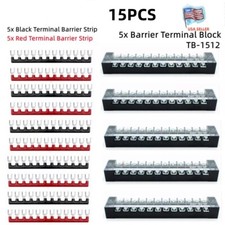 15PCS 600V 15A Dual Row 12 Position Screws Terminal Electric Barrier Strip Block