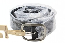 Stupendous FRYE And Co Black Leather Silver Tone Men's Belt Sz 38