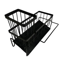 Sponge Holder Kitchen Sink Caddy Organizer With Towel Rack Black