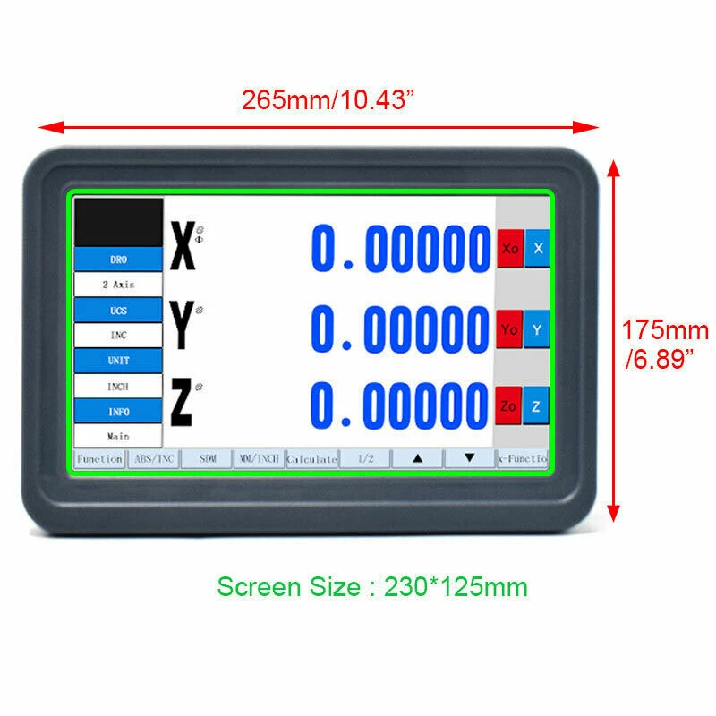 3/4 Achsen Digitalanzeige LCD DRO Touch Screen Anzeige 5µm Lineare Skala Scale - Bild 3 von 4