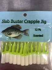 SB1905 2" SLAB BUSTER SCENTED CRAPPIE JIG, BONE WHITE/CHARTREUSE