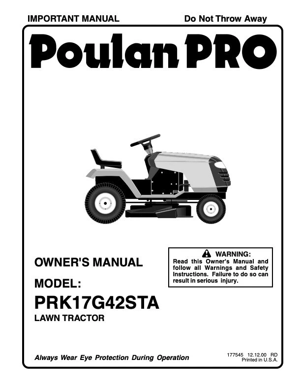 Poulan pro lawn on sale mower owner's manual