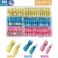 220X Waterproof Heat Shrink Spade Terminals Crimp Electrical Wire Connectors Kit