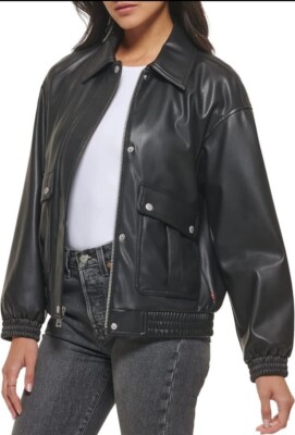 NWT Levi's Women's Oversized Faux Leather Dad Bomber Jacket Size
