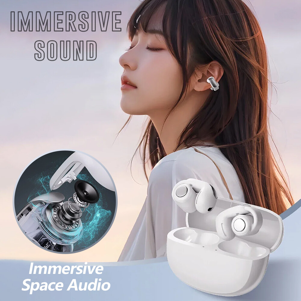 **NEW** 2025 Model, Open-Ear Headphones Earbuds Clip-On v5.4 Voice Activated 48H