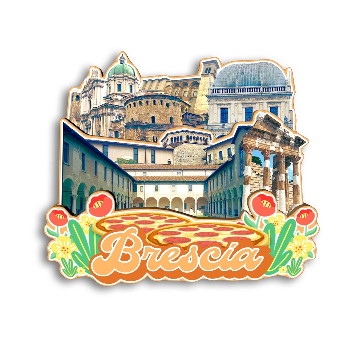 Brescia Italy Refrigerator magnet 3D travel souvenirs wood craft