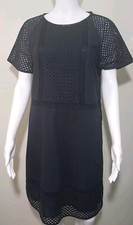 Ann Taylor Women's Navy Blue Eyelet Short Sleeve A-Line Dress, Size 6.