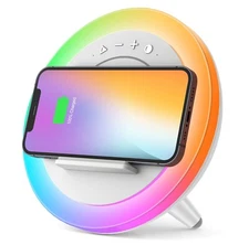 🎶 Bluetooth Speaker with Wireless Charging Colorful LED Lights Portable New