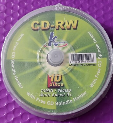 10 or 25 Pack CD-RW 10-24X 650MB/74Min High/Ultra Speed Rewritable Discs