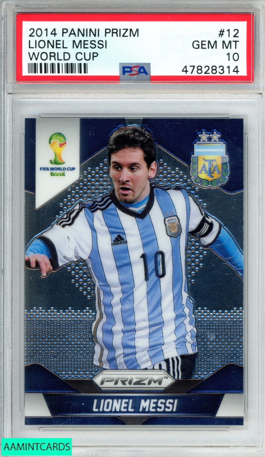 2014 PANINI PRIZM WORLD CUP LIONEL MESSI #12 ARGENTINA PSA 10 GEM MT