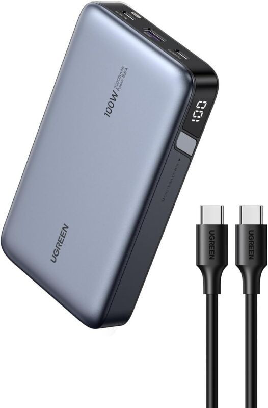 UGREEN Nexode 100W 20000mAh Laptop Power Bank, 3-Port USB C Bank  