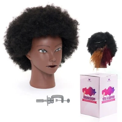 NEVERLAND BEAUTY & HEALTHY 100% Human Hair Afro Mannequin Doll Head Styling Training Manikin Cosmetology