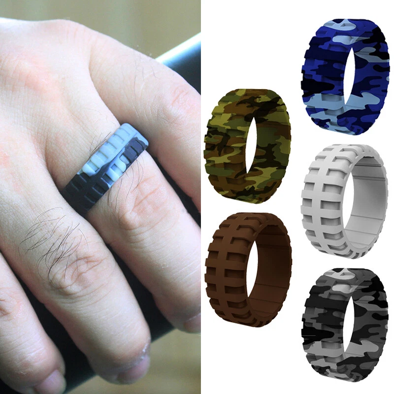 4-10 Size Food Grade FDA Silicone Finger Ring 5.7mm Hypoallergenic Crossfit  Flexible Sports Rubber Rings For Men Women 7pcs/set