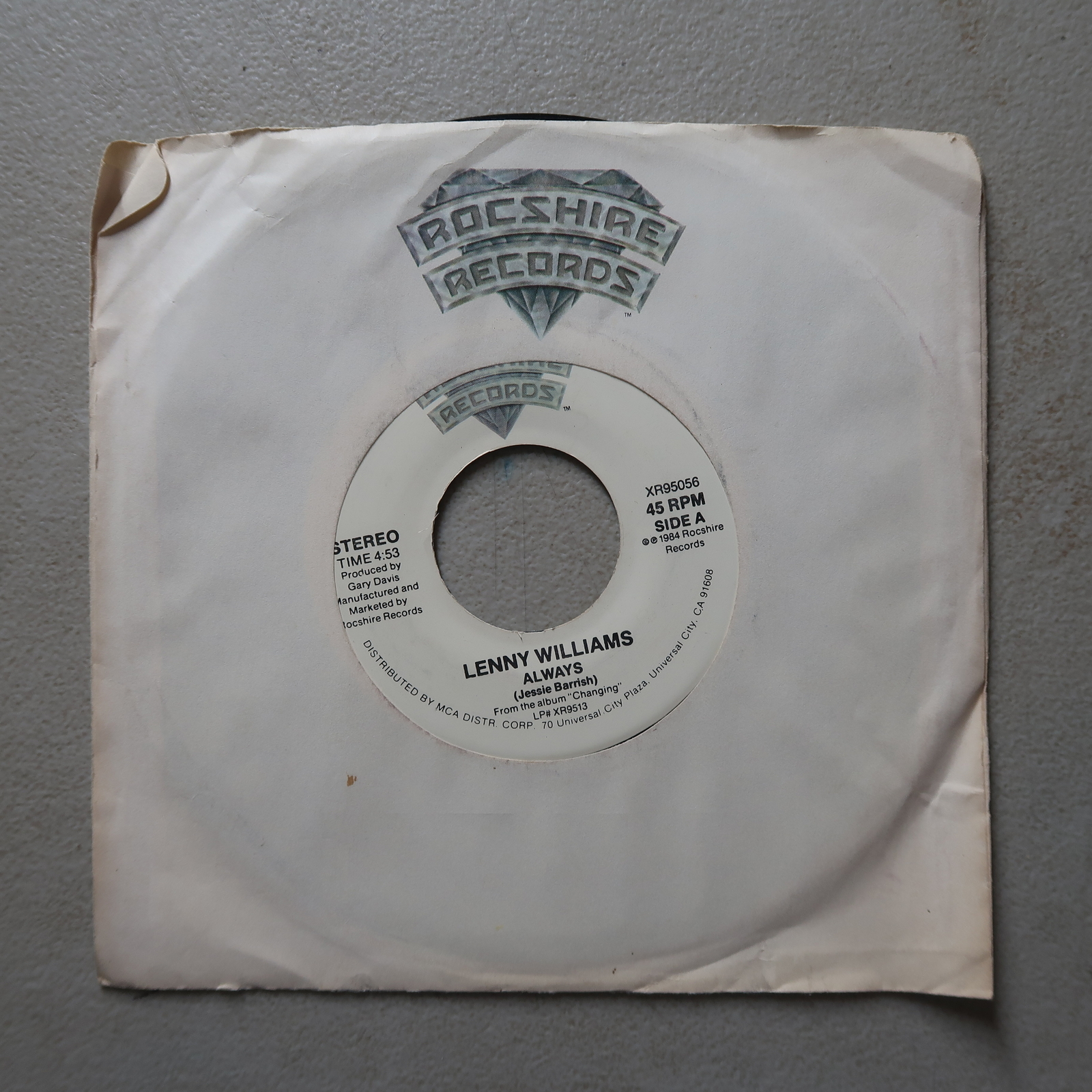 LENNY WILLIAMS LOVE SOLDIER/ALWAYS VINYL 45 ROCSHIRE VG 14-174
