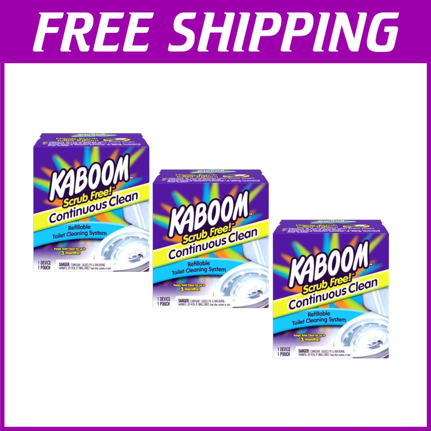 3-Pack Automatic Toilet Cleaner Tablets - Snap-In & Effortless Scrub-Free System