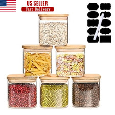 Glass Storage Jar 6 Pack 27 FL OZ Glass Food Storage Containers with Bamboo Lid